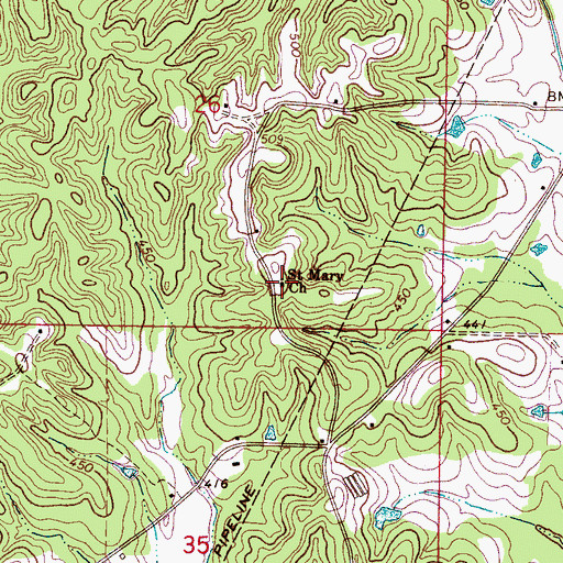 Topographic Map of Saint Mary Church, MS