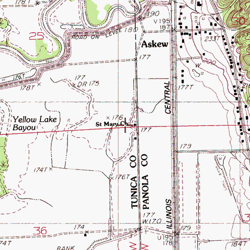 Topographic Map of Saint Mary Church, MS