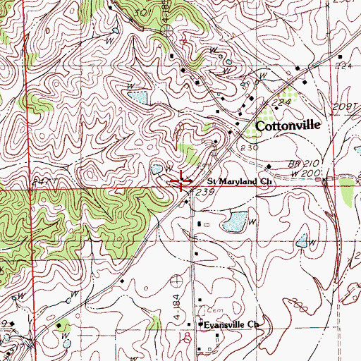 Topographic Map of Saint Maryland Church, MS