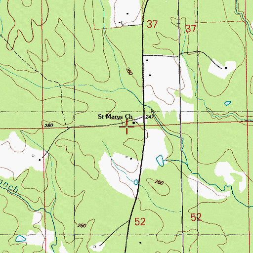 Topographic Map of Saint Marys Church, MS