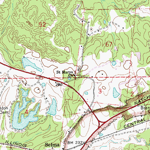 Topographic Map of Saint Marys Church, MS