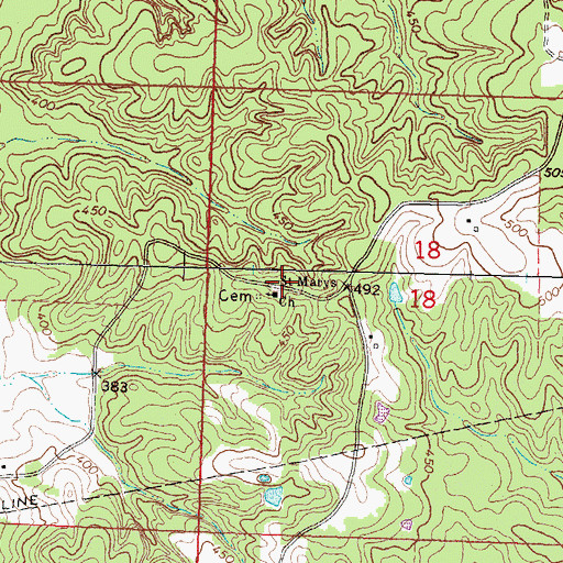 Topographic Map of Saint Marys Church, MS