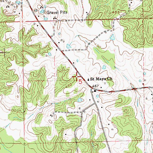 Topographic Map of Saint Marys Church, MS