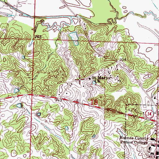 Topographic Map of Saint Marys Church, MS