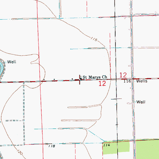 Topographic Map of Saint Marys Church, MS