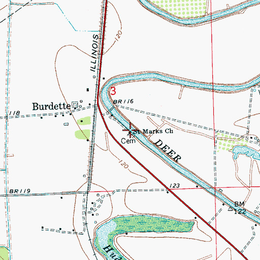 Topographic Map of Saint Marys Church, MS