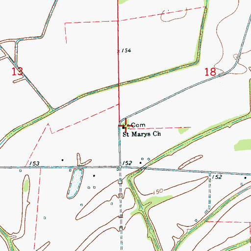 Topographic Map of Saint Marys Church, MS