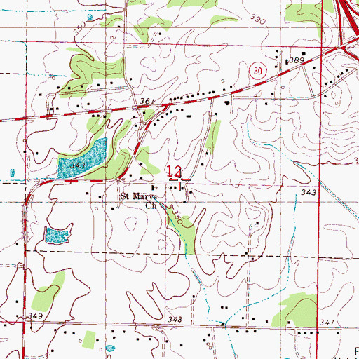 Topographic Map of Saint Marys School, MS