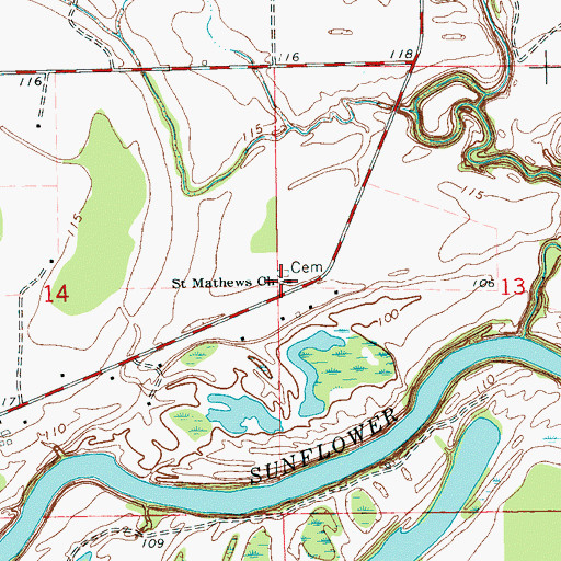 Topographic Map of Saint Mathews Church, MS