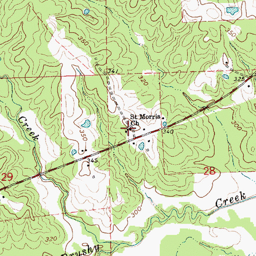 Topographic Map of Saint Morris Church, MS
