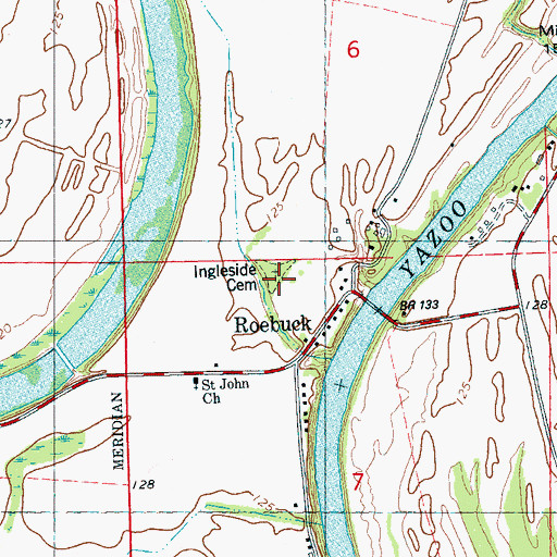 Topographic Map of Saint Paul Cemetery, MS