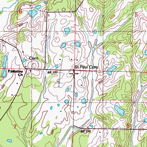 Topographic Map of Saint Paul Cemetery, MS