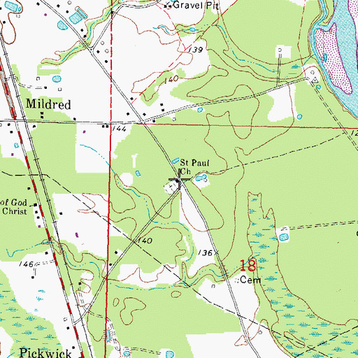 Topographic Map of Saint Paul Church, MS