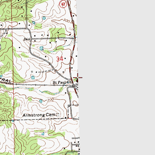 Topographic Map of Saint Paul Church, MS