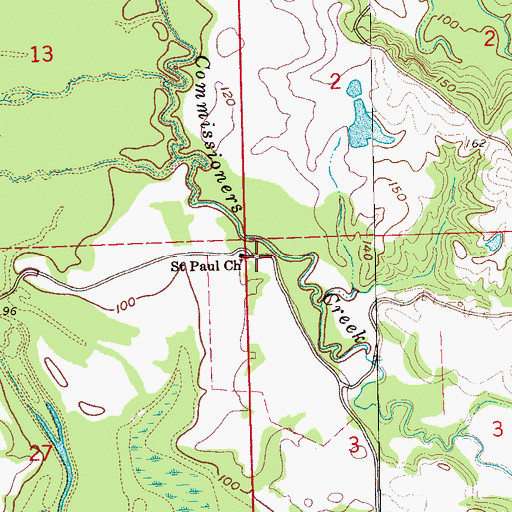 Topographic Map of Saint Paul Baptist Church, MS