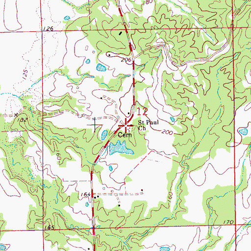 Topographic Map of Saint Paul Church, MS