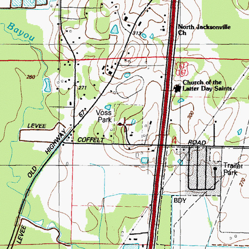 Topographic Map of Voss Park, AR