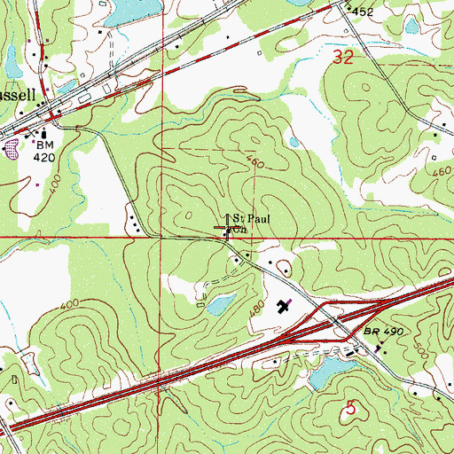 Topographic Map of Saint Paul Church, MS