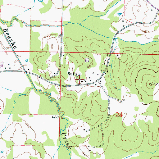 Topographic Map of Saint Paul Church, MS