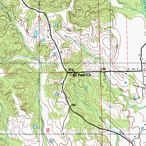 Topographic Map of Saint Paul Church, MS