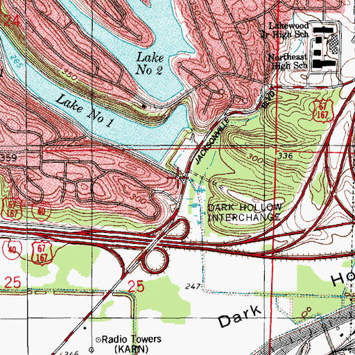 Topographic Map of Waterside Street Bridge, AR