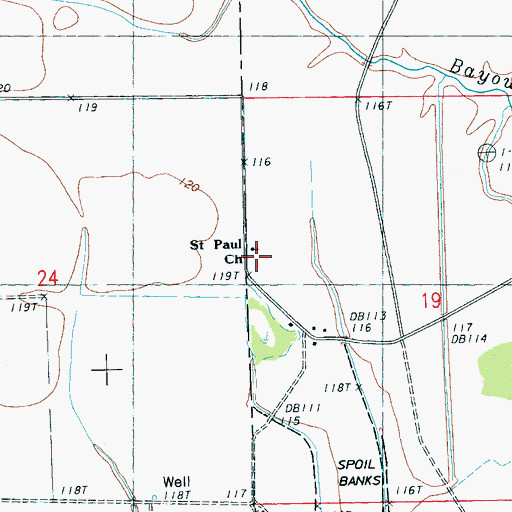 Topographic Map of Saint Paul Church, MS