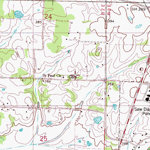 Topographic Map of Saint Paul Church, MS