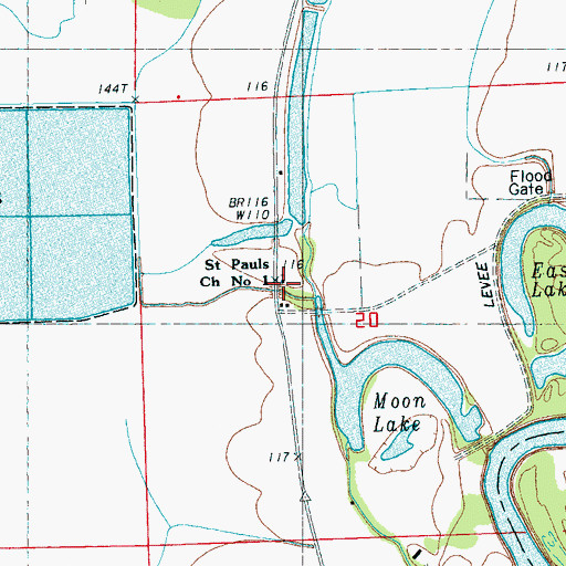 Topographic Map of Saint Paul's Church Number 1, MS