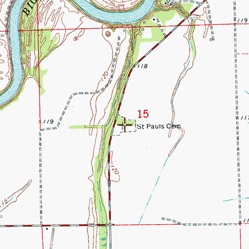 Topographic Map of Saint Pauls Cemetery, MS