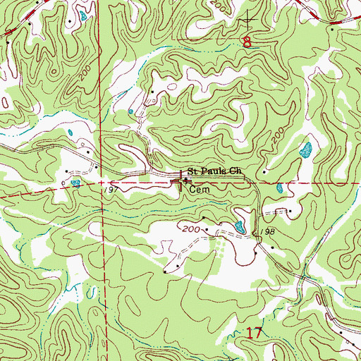 Topographic Map of Saint Pauls Church, MS