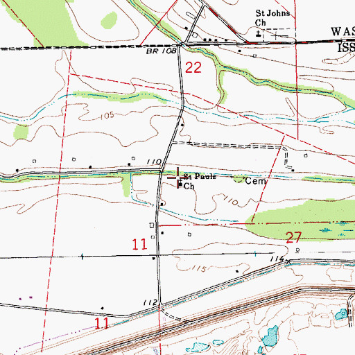 Topographic Map of Saint Pauls Church, MS