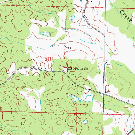 Topographic Map of Saint Pauls Church, MS