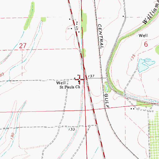 Topographic Map of Saint Pauls Church, MS