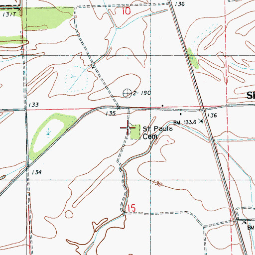 Topographic Map of Saint Pauls Church, MS