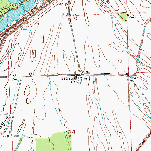 Topographic Map of Saint Pauls Church, MS