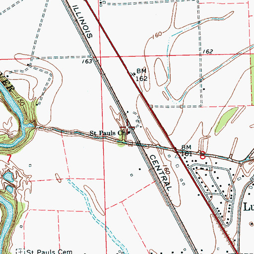 Topographic Map of Saint Pauls Church, MS