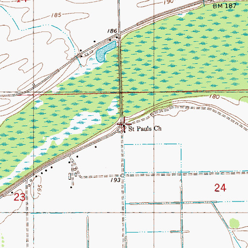Topographic Map of Saint Pauls Church, MS