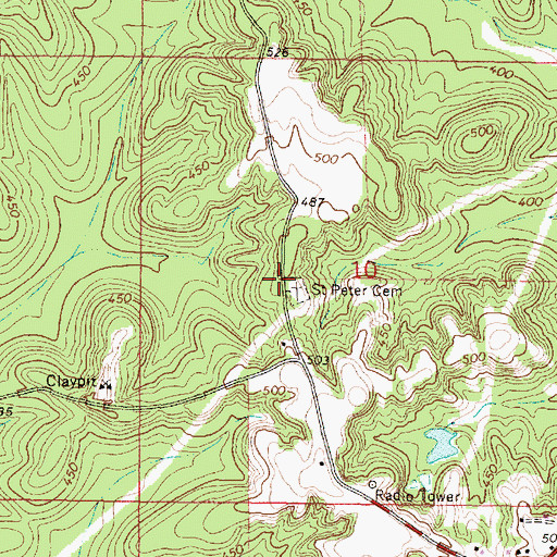 Topographic Map of Saint Peter Cemetery, MS
