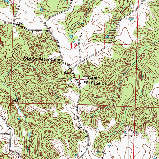 Topographic Map of Saint Peter Church, MS