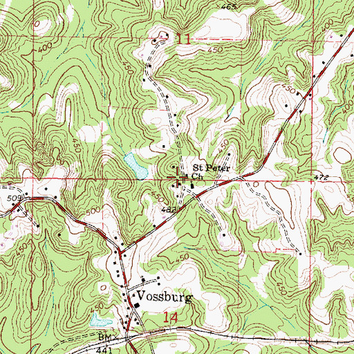Topographic Map of Saint Peter Church, MS
