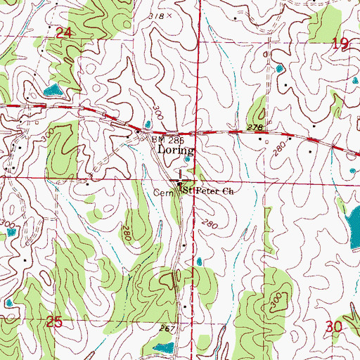 Topographic Map of Saint Peter Church, MS