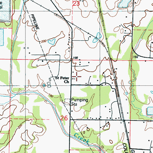 Topographic Map of Old Saint Peter Missionary Baptist Church, MS