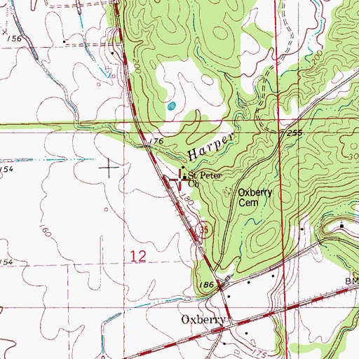 Topographic Map of Saint Peter Church, MS