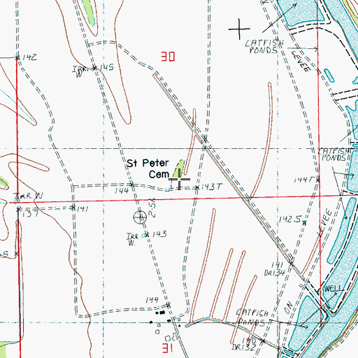 Topographic Map of Saint Peter Church, MS