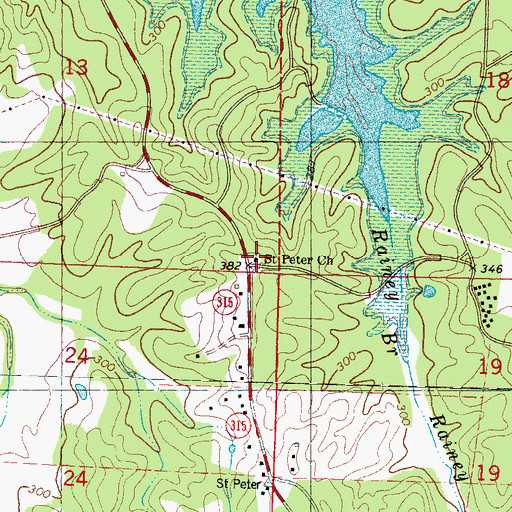 Topographic Map of Saint Peter Church, MS