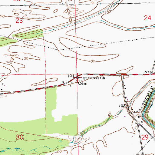 Topographic Map of Saint Peters Church, MS