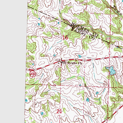 Topographic Map of Saint Peters Church, MS