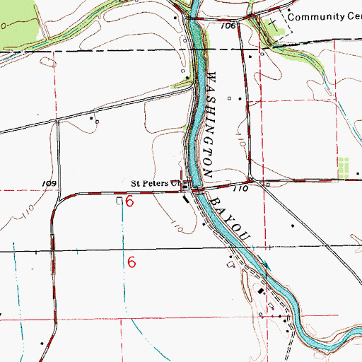 Topographic Map of Saint Peters Church, MS