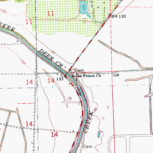 Topographic Map of Saint Peters Church, MS