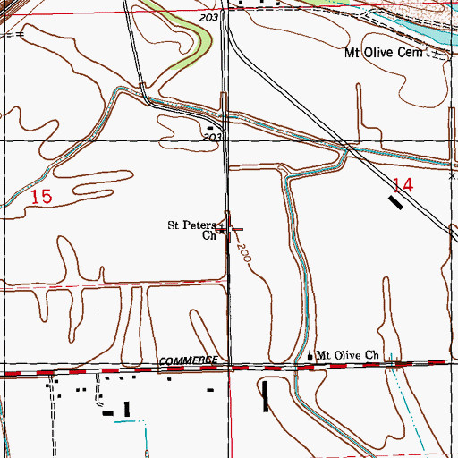 Topographic Map of Saint Peters Church, MS